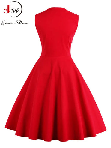 S-5XL Dam Robe Retro Vintage Klänning 50-tal 60-tal Rockabilly Dot Swing Pin Up Sommar Festklänningar Elegant Tunika Vestidos Casual