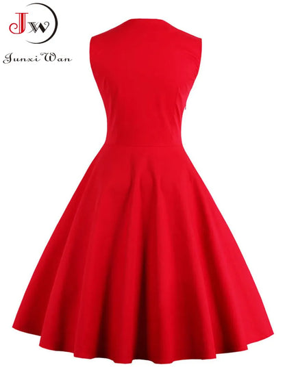 S-5XL Women Robe Retro Vintage Dress 50s 60s Rockabilly Dot Swing Pin Up Summer Party Dresses Elegant Tunic Vestidos Casual