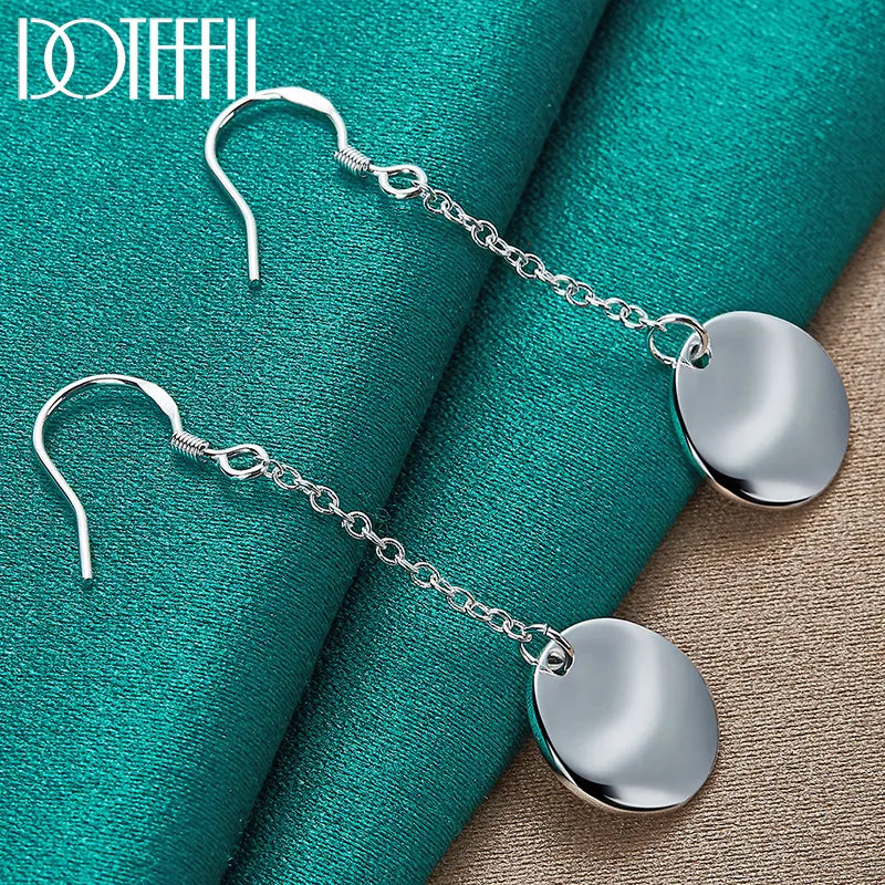 DOTEFFIL Boucles d'oreilles longues rondes en argent sterling 925 avec bosse lisse