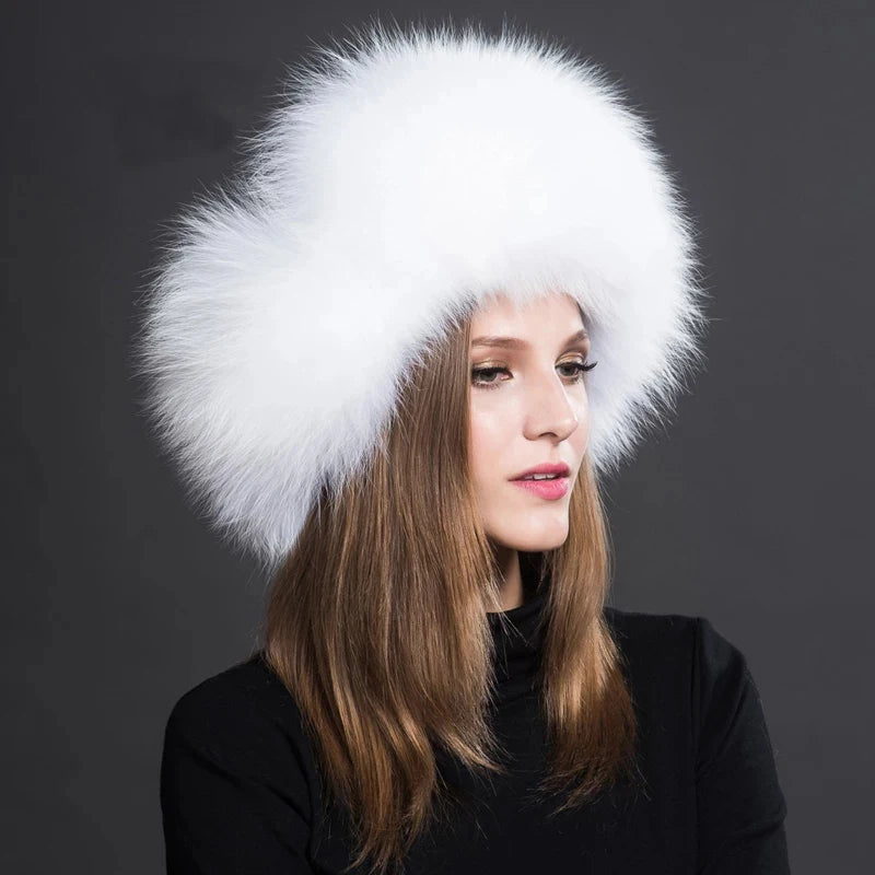 100% Real Fox Fur Hats Women's Russian Ushanka Aviator Trapper Snow Skiing Hat Caps Earflap Winter Raccoon Fur Bomber Hat