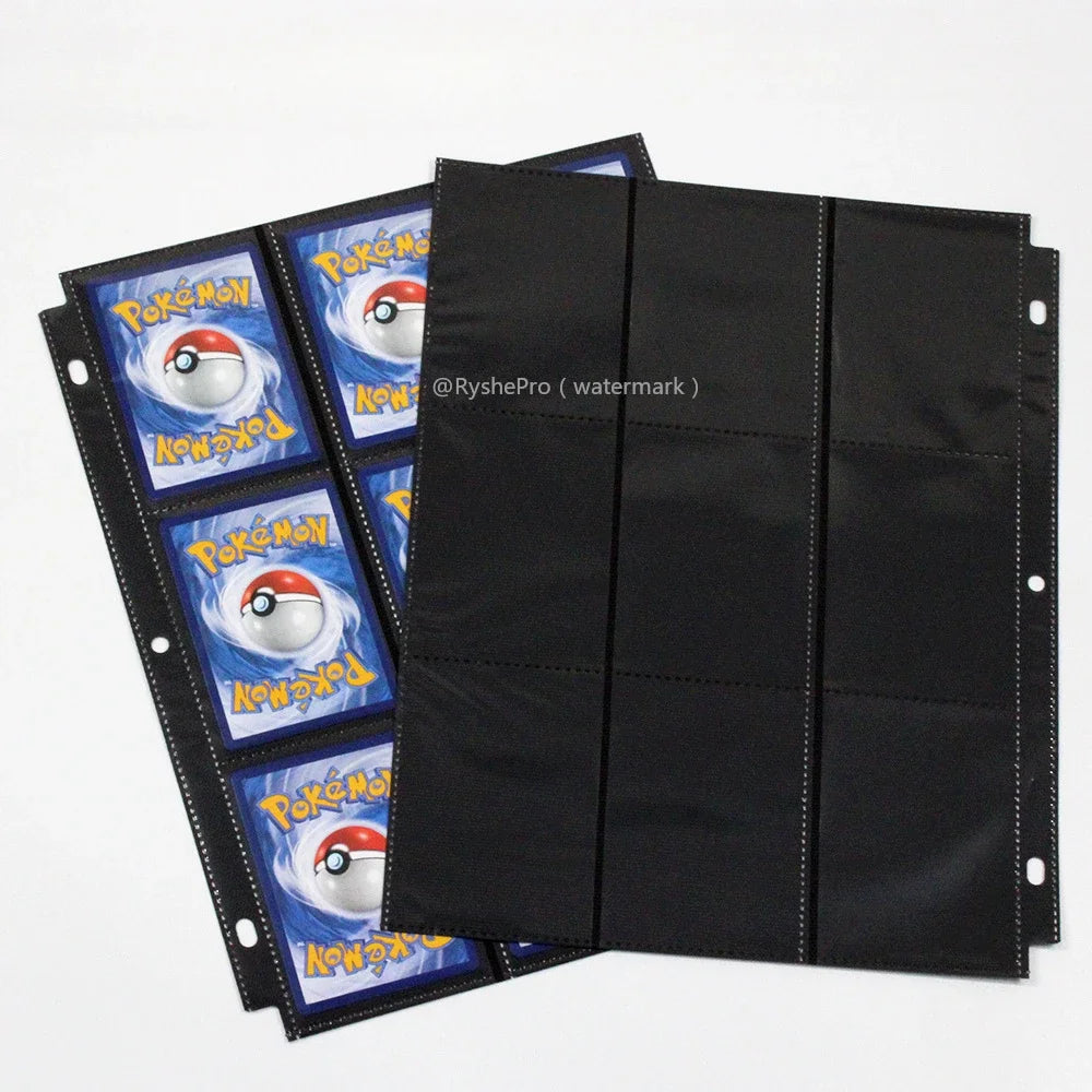 Two Side Trading 9 Sleeve Card Protectors Binder Sheet 3/11 Holes Plastic Game Card Booklet for Skylanders Pokemon Baseball Card