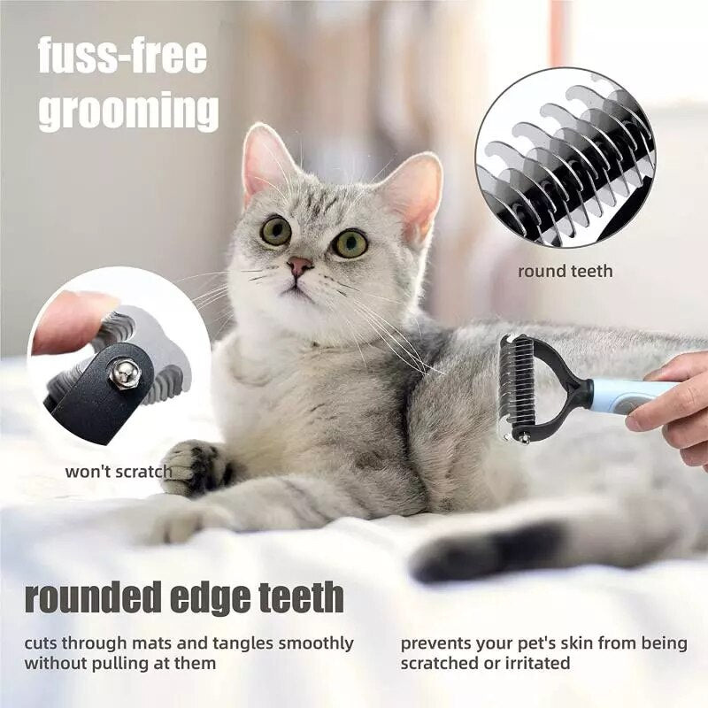 Coupe-noeud de fourrure pour animaux de compagnie, outils de toilettage pour chiens et chats, peigne d'épilation, brosse Double face