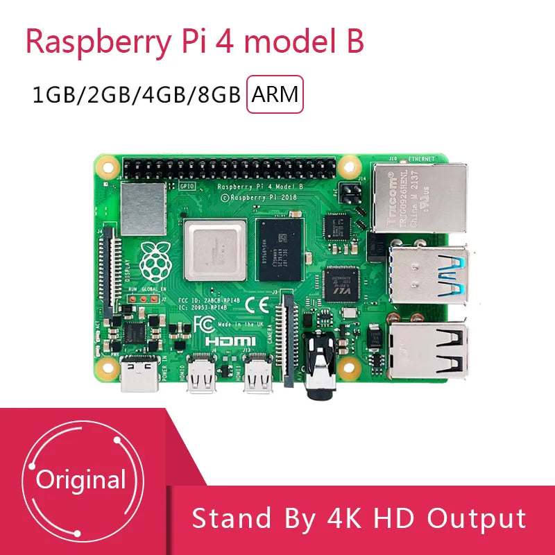 Original Raspberry Pi 4 Model B 4B RAM 1GB 2GB 4GB 8GB Core 1,5Ghz 4K Micro HDMI-kompatibel Pi4B 3 snabbare än Pi 3B+