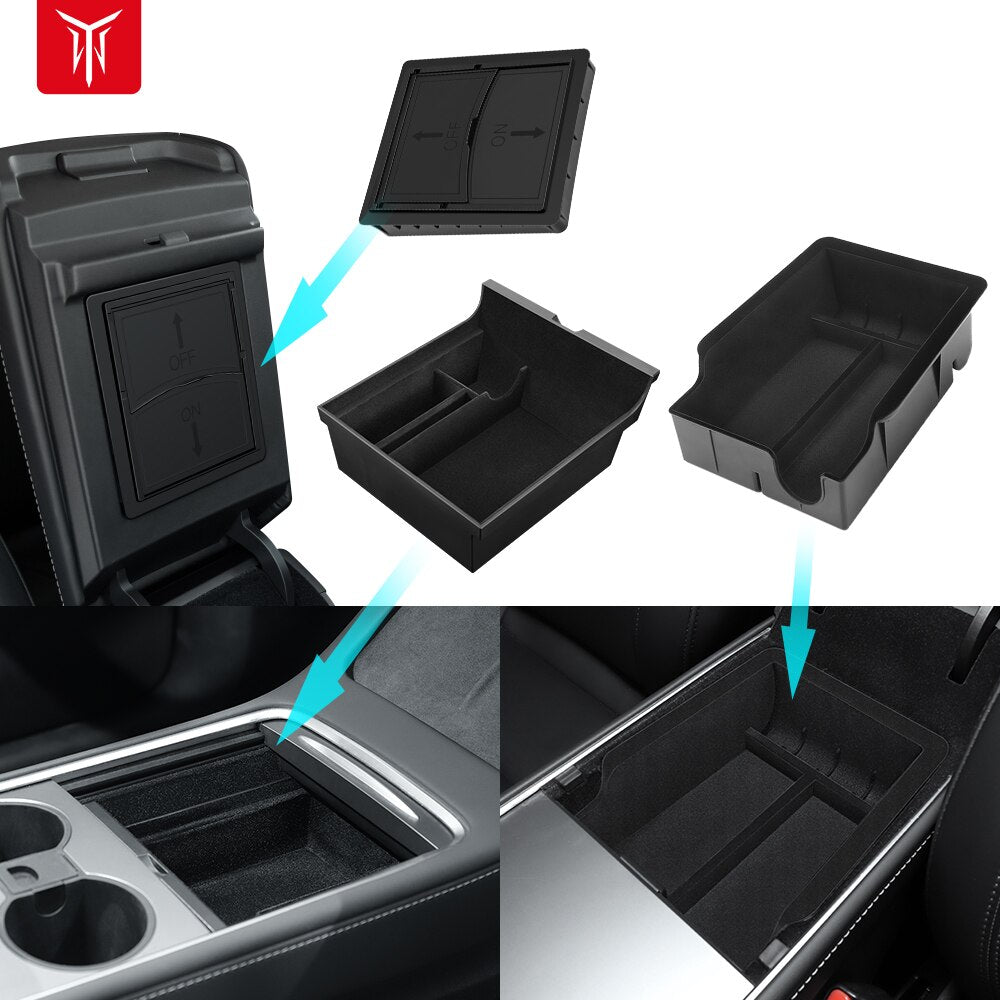 Boîte de rangement pour Tesla modèle 3 2022 modèle Y 2023, accoudoir central caché, porte-gobelet, organisateur intérieur, accessoires de voiture