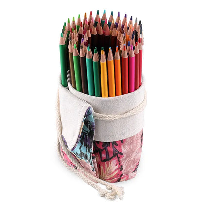 12/24/36/48/72 Hole Colorful Cloth Pencil Case Stationery Cosmetic Pencil Storage Bag Pencil roll School Supplies