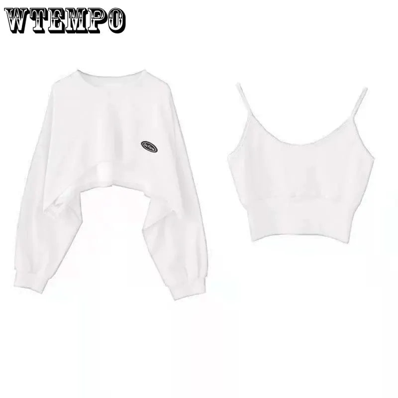 Women's Short Thin Sweatshirt Long Sleeve Crew Neck Casual Top Blouse Daily Casual Two-piece Simple Style