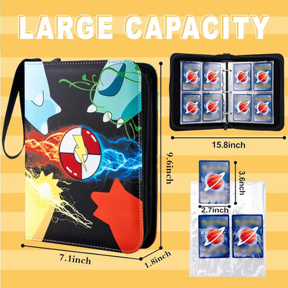 Trading Card Binder 400 Pocket Personalizable Categorizable Card Collection Binder for Pokemon Card Book Holder with 50 Sleeves