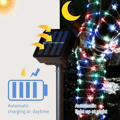 Solar Rope Lights Solar LED Light Path Deck Outdoor Garden Solar String Lights Waterproof Outdoor Lighting Strips 8 Light Modes