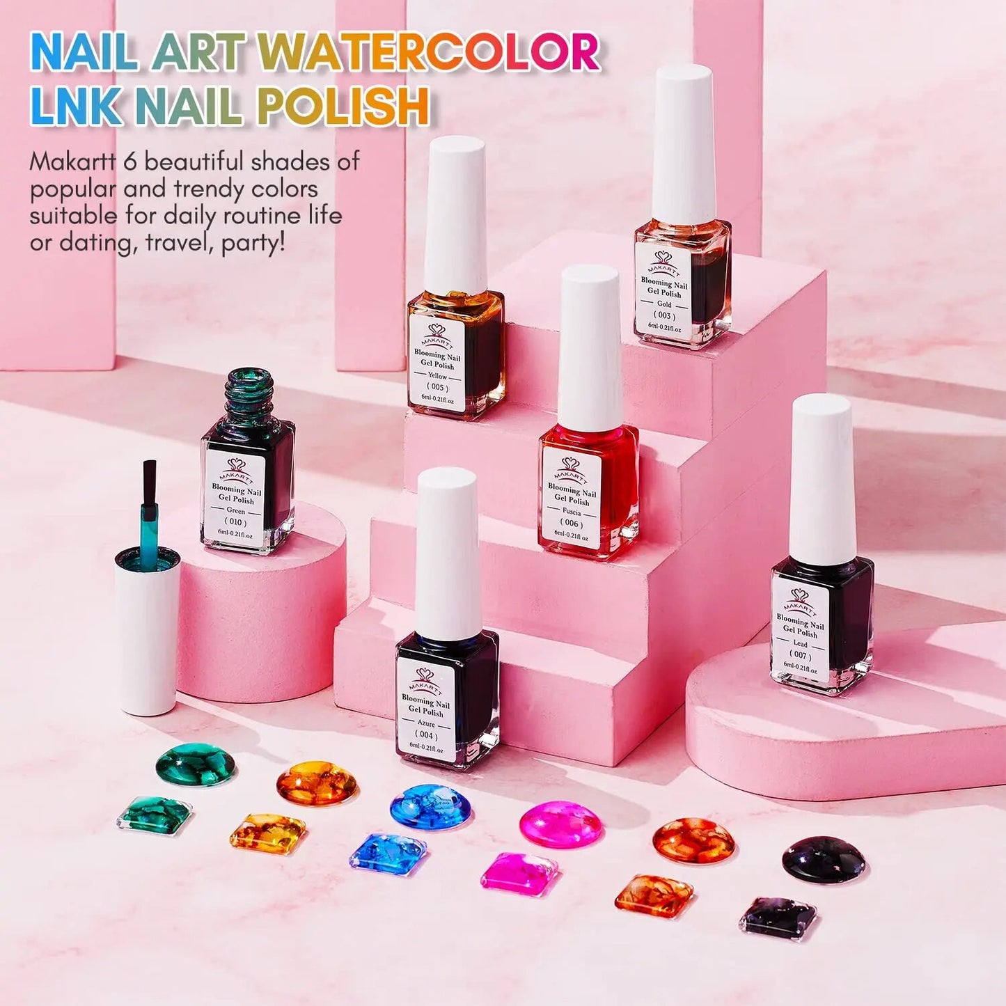 Makartt Marble Nail Polish,Blooming Gel Nail Polish Color Changing Nail Polish Alcohol Nail Ink Watercolor Blossom Gel Polish