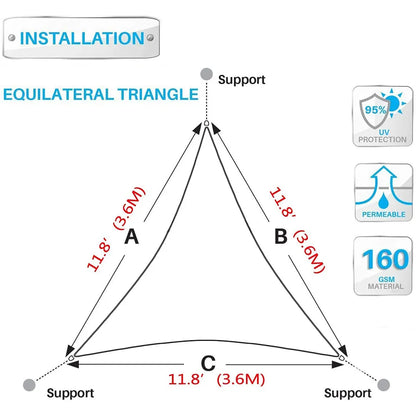 Trekantig solskydd i flera storlekar Segel Vattentät Utomhus Trädgård Uteplats Fest Solskyddsmedel Awing Soltak För Strand Camping Pool