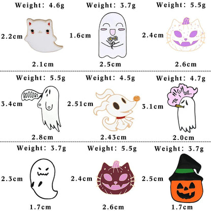 Halloween Party Enamel Brooches for Women Men Cute Ghost Pins Badges Cartoon Spooky Pet Clothes Pin Kids Backpacks Jewelry Gifts