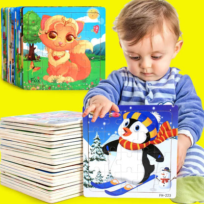 Puzzle 3d Montessori, 20 pièces, véhicule Animal de dessin animé, jeu de Puzzle en bois, jouets éducatifs d'apprentissage précoce pour enfants, nouvelle collection