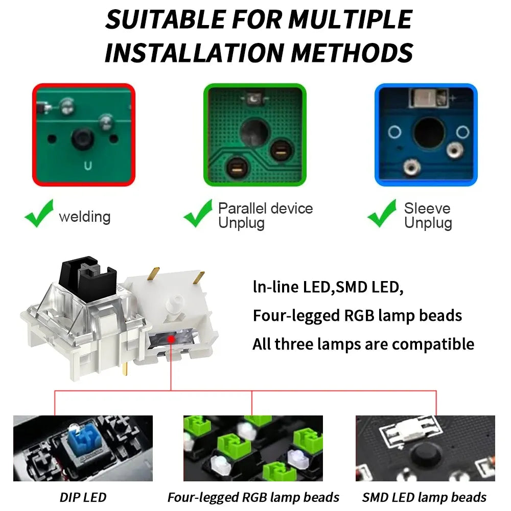 Outemu Switch Mekanisk tangentbordsomkopplare 3Pin Clicky Linjär Taktil Tysta Switchar RGB LED SMD Gaming kompatibel med MX Switch