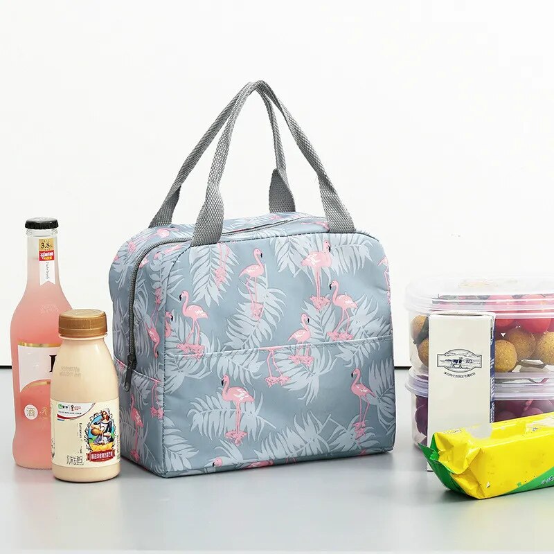 Functional Pattern Cooler Lunch Box Portable Insulated Canvas Lunch Bag Thermal Food Picnic Lunch Bags For Women Kids