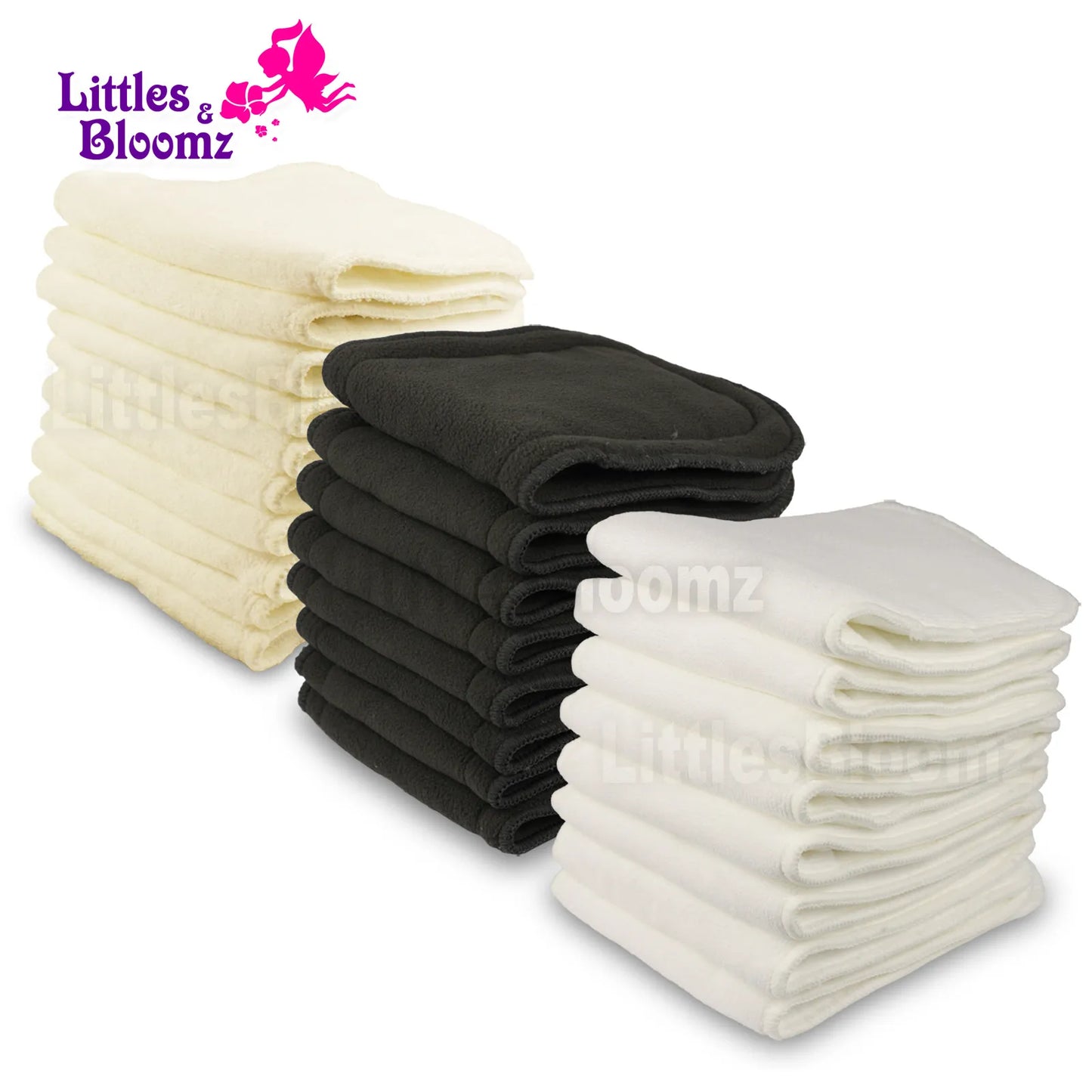 [Littles&amp;Bloomz] Inserts lavables réutilisables Boosters doublures pour véritable couche-culotte en tissu de poche insert en microfibre de charbon de bambou