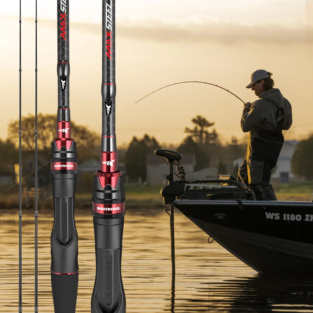 Canne à pêche coulée en filature de carbone Max tige en acier avec canne à pêche Baitcasting de 1.80m 2.13m 2.28m 2.4m pour la pêche au bar et au brochet