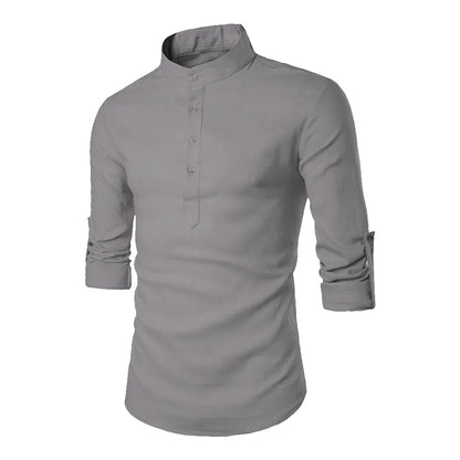 Men's Casual Blouse Cotton Linen Shirt Loose Tops Long Sleeve Tee Shirt Spring Autumn Casual Handsome Men Shirts