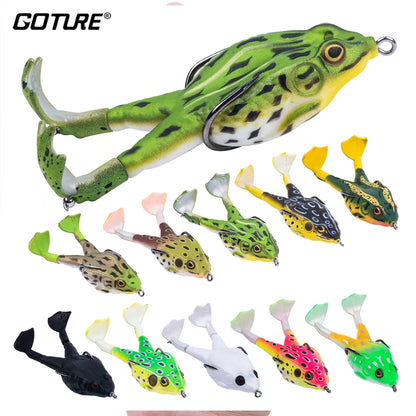 Goture – leurre souple en Silicone de Type grenouille, appât artificiel idéal pour la pêche en surface, au tonnerre, à Double hélice, Wobbler, 8/9/10 CM