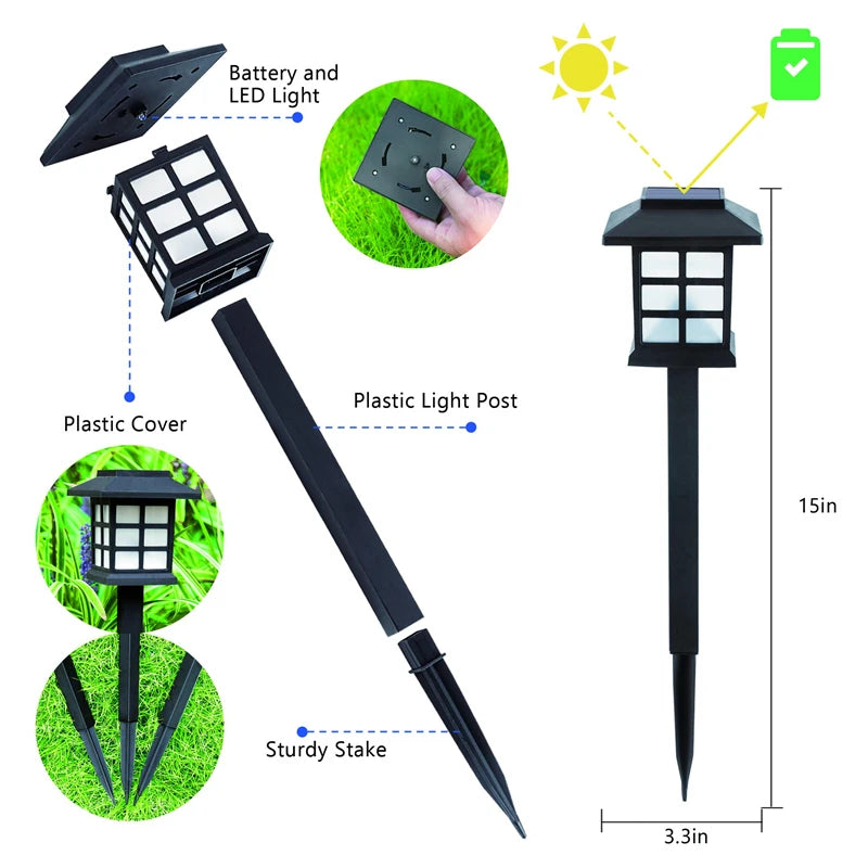 LED Solar Pathway Lights Lawn Lamp Outdoor Solar Lamp Decoration for Garden/Yard/Landscape/Patio/Driveway/Walkway Lighting