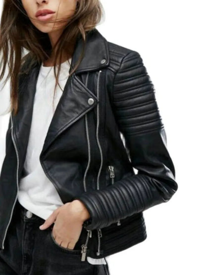 Women Autumn Winter Motorcycle Faux Leather Jackets Lady Long Sleeve Biker White PU Punk Streetwear Black Coats