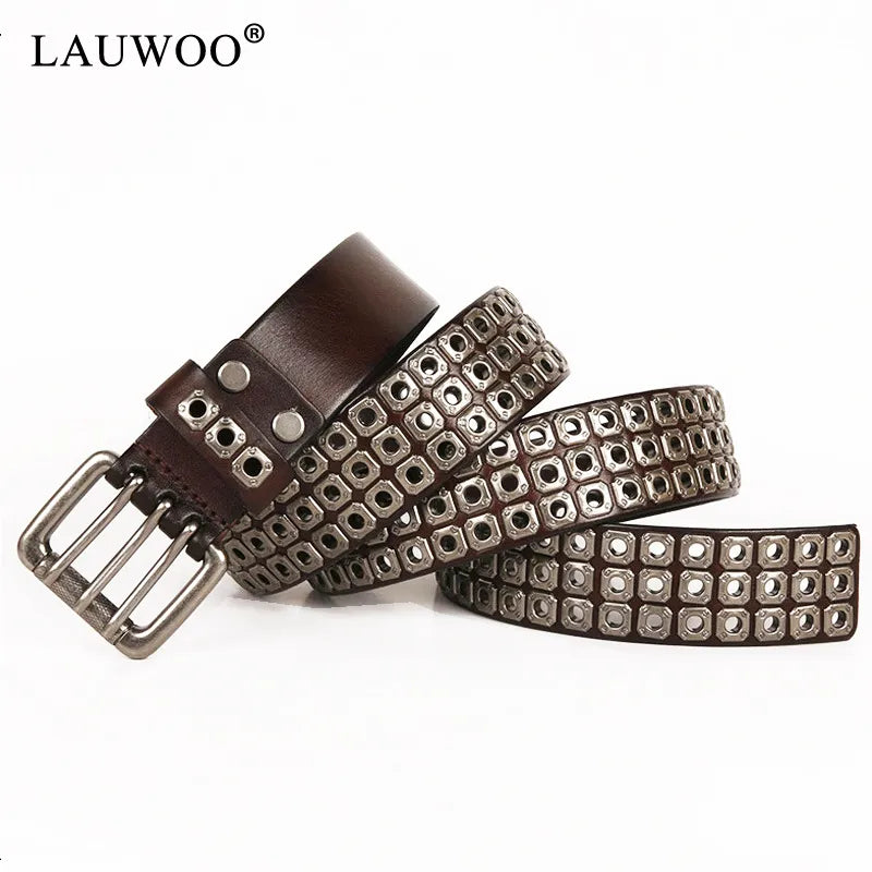 Heavy Metal Punk Belt Genuine Leather Hip Hop Belts For Men Cross Rivet Jeans belt male Strap Ceinture Homme designer belt