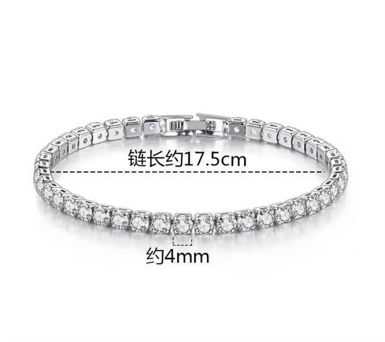 925 Silver Classic 15-21CM Tennis Bracelets Jewelry 2mm 3mm 4mm 5A Zironia Eternal