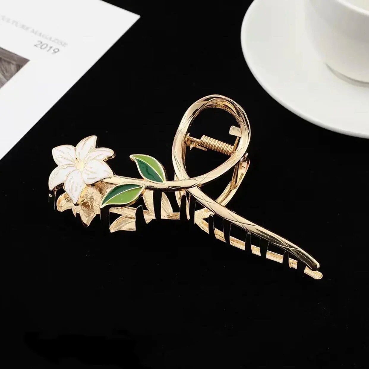 New Women Metal Hair Claw Elegant Gold Flowers Hair Clips Barrette Crab Headband Ponytail Clip Headwear hair accessories tiara