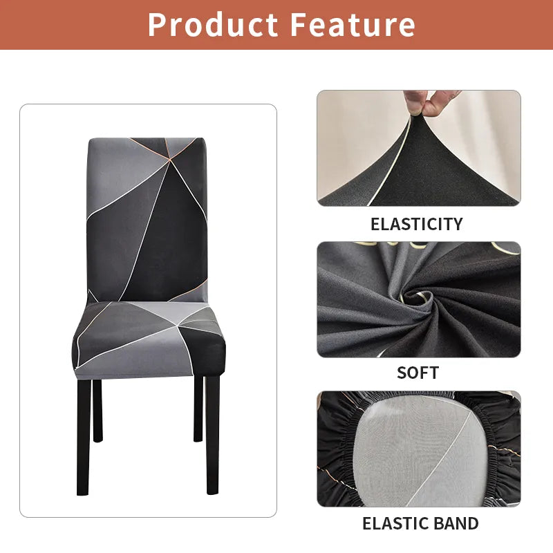 Geometric Dining Chair Cover Spandex Elastic Chair Slipcover Case Stretch Chair Covers for Wedding Hotel Banquet Dining Room