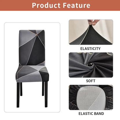 Geometric Dining Chair Cover Spandex Elastic Chair Slipcover Case Stretch Chair Covers for Wedding Hotel Banquet Dining Room