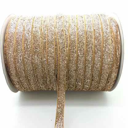 5 yards 3/8 "10mm Khaki Glitter Velvet Ribbon Headband Clips Bow Decoration #RS-20