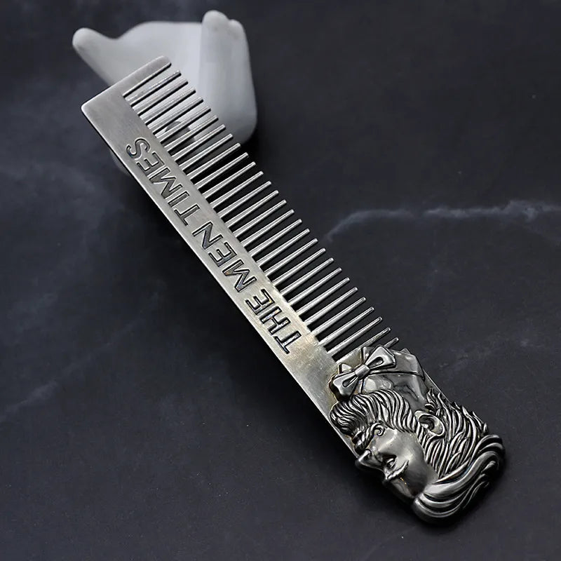 1PC Gentelman Barber Styling Metal Comb Stainless Steel Men Beard Comb