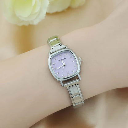 Fashion Women's Stainless Steel Square Shiny Watch Bracelet For Party Friend Wife Birthday DIY Jewelry Gift G029