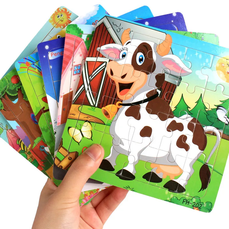 Puzzle 3d Montessori, 20 pièces, véhicule Animal de dessin animé, jeu de Puzzle en bois, jouets éducatifs d'apprentissage précoce pour enfants, nouvelle collection