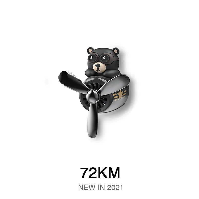 72KM Car Air Freshener Bear Pilot Rotating Propeller Outlet Fragrance Magnetic Design Auto Accessories Interior Perfume Diffuse