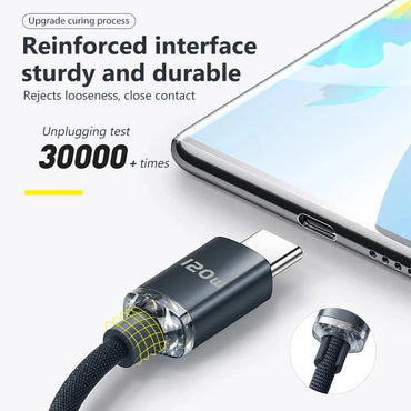 120W USB C to Type C Cable for iPhone 15 Pro Max PD Fast Charging Data Cord for Xiaomi 14 Redmi Oneplus 12 POCO X6 OPPO Samsung