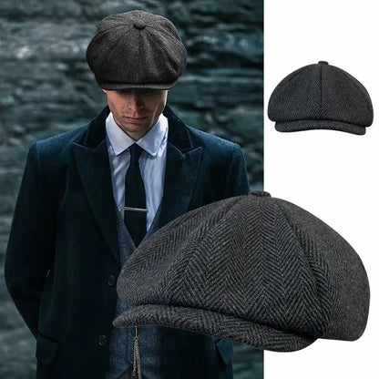 Béret à chevrons classique, chapeau Tommy Shelby, casquette de journal britannique rétro, chapeaux octogonaux Gatsby, printemps-automne