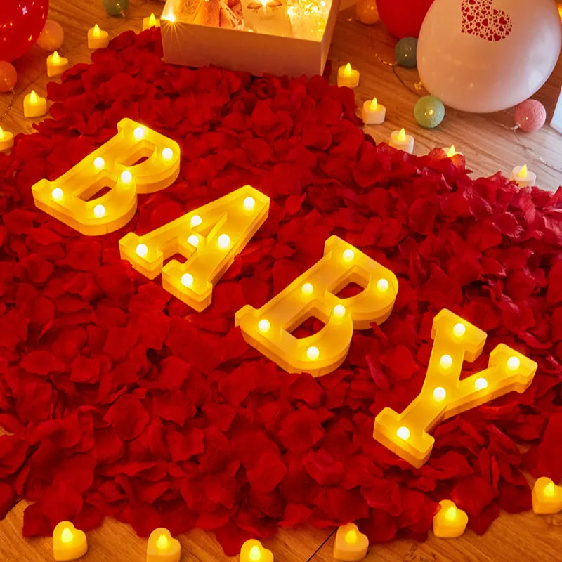 Alphabet Letter LED Lights Luminous Number Lamp Decor Battery Night Light for Home Wedding Birthday Christmas Party Decoration