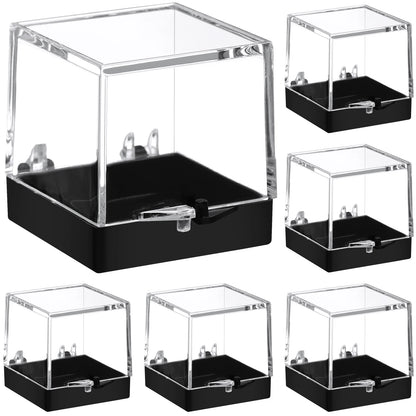 12pcs Plastic Small Standes Mineral Specimen Storage Cases Square Sample Displaying Clear Acrylic Box Specimen Collection Box