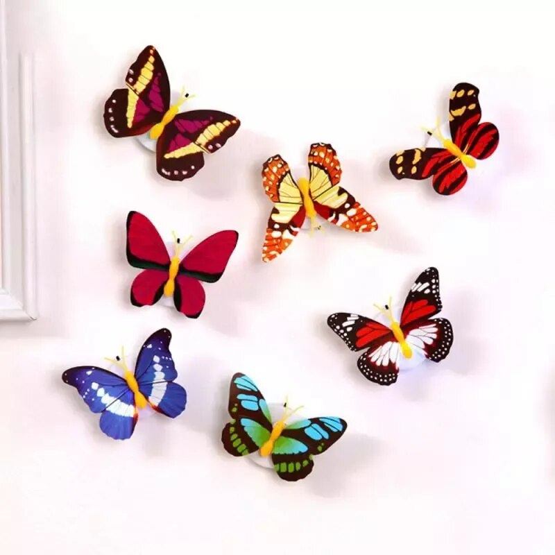 Papillon veilleuses Pasteable 3D papillon Stickers muraux lampes 1/5 pièces décoration de la maison bricolage salon autocollant mural éclairage