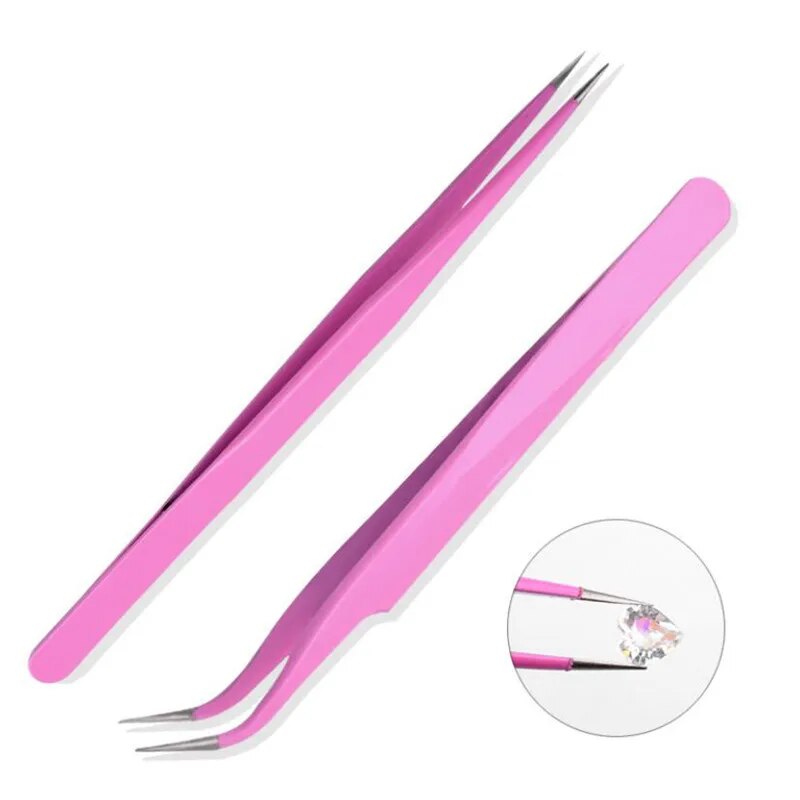 2Pcs/set Anti-static Elbow and Straight Stainless Steel Tweezers Cake Mold Sugarcraft Tool for Kitchen Bakeware Decoration