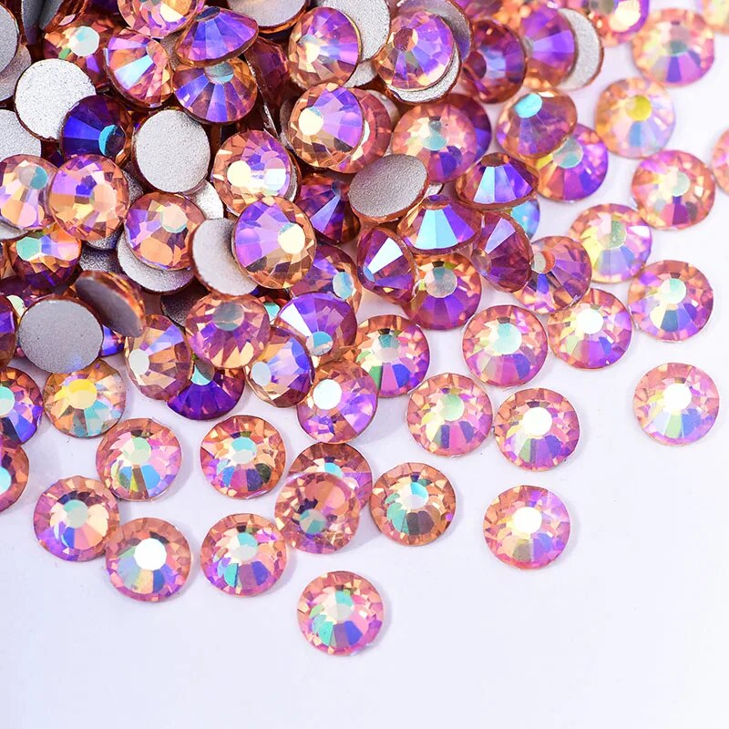 SS3-SS30 Light Pink AB Non Hot fix Rhinestone Glitter Strass Glass Nail Art Stone Non Hotfix Rhinestone for Nails Shoes