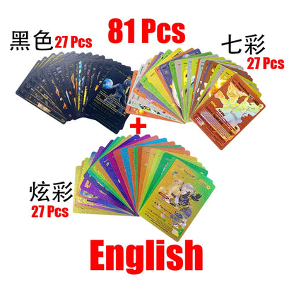 Pokemon Rainbow Cards Gold Silver Vmax GX Card Collection Battle Trainer Card Spanish English French Child Toys Christmas Gifts