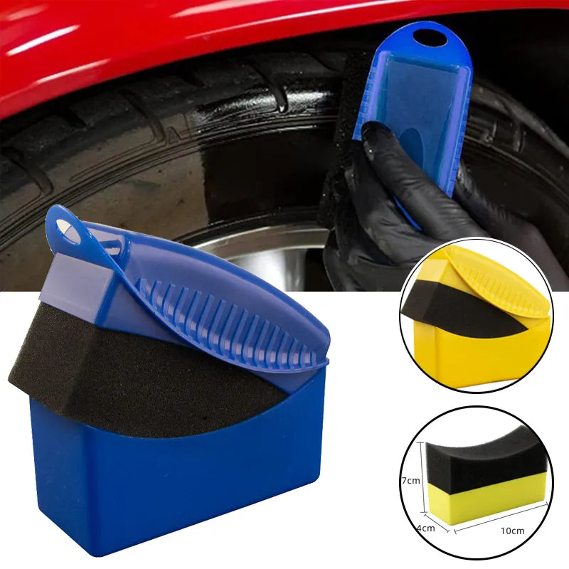 Brosse éponge de polissage de roues de voiture avec couvercle, ABS, lavage, nettoyage, Contour des pneus, tampons applicateurs, accessoires de détail