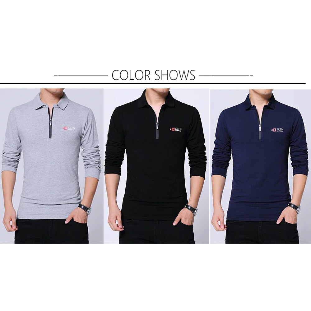 BROWON Autumn Brand T Shirt Men Long Sleeve Zipper Collar Print Casual Tshirt Cotton Slim Fit T-shirt Plus Size Men Clothing