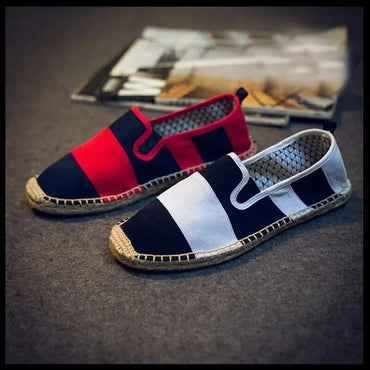 Spring Summer Fashion Shoes Slip-on Flat Breathable Mens Loafers Brand Male Casual Lazy Shoes Red Black XZ19