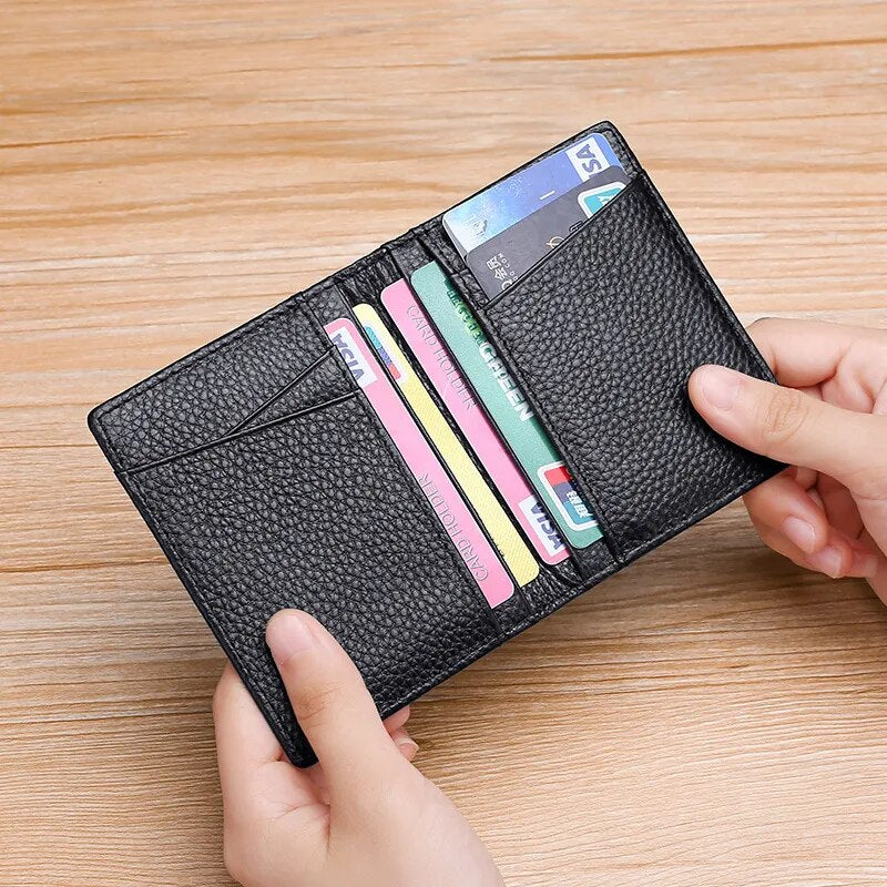 Super Slim Soft Wallet 100% Genuine Leather Mini Credit Card Holder Wallets Purse Thin Small Card Holders Men Wallet