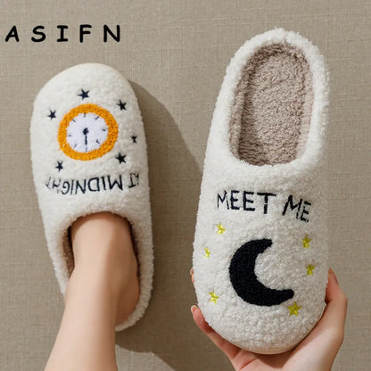 ASIFN Meet Me At Midnight Slippers Taylor Style Cozy Comfortable Embroidered Slides Soft TS Swifties Music Tour Houseshoes