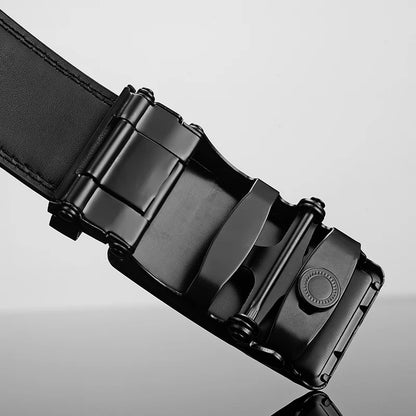 Ceinture en cuir pour hommes, boucle automatique en métal, marque de haute qualité, ceintures de luxe pour hommes, travail célèbre, bracelet en cuir PU noir en peau de vache