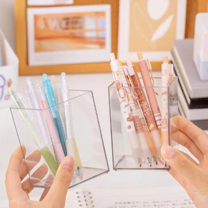 Acrylic Pen Pencil Pot Holder Brush Storage Container Desk Organizer Transparent Makeup Cosmetics Brush Container Pen Organizer