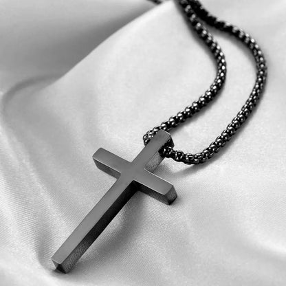 Simple Cross Stainless Steel Men's Necklace Pendant Titanium Steel Necklace Accessories